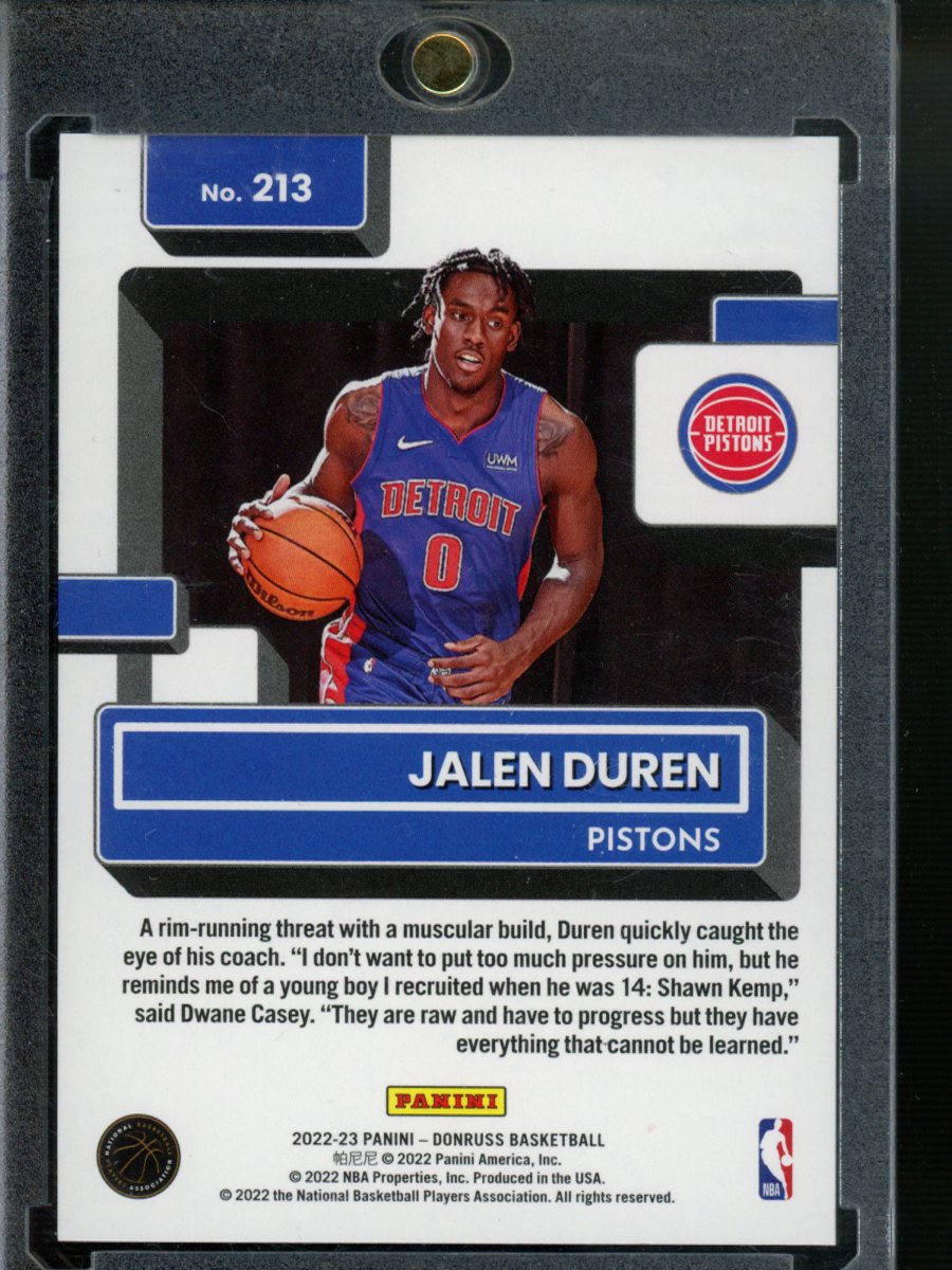 2022-23 Panini Donruss #213 Jalen Duren /49 -Blue