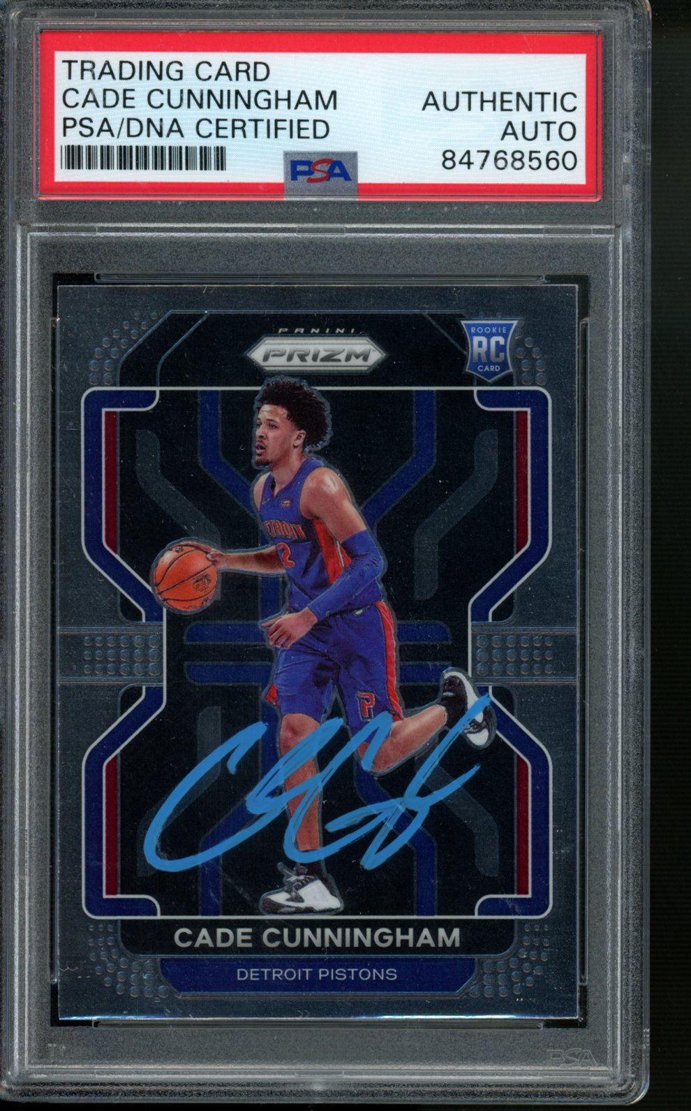 2021-22 Panini Prizm #282 Cade Cunningham PSA Authentic Auto.