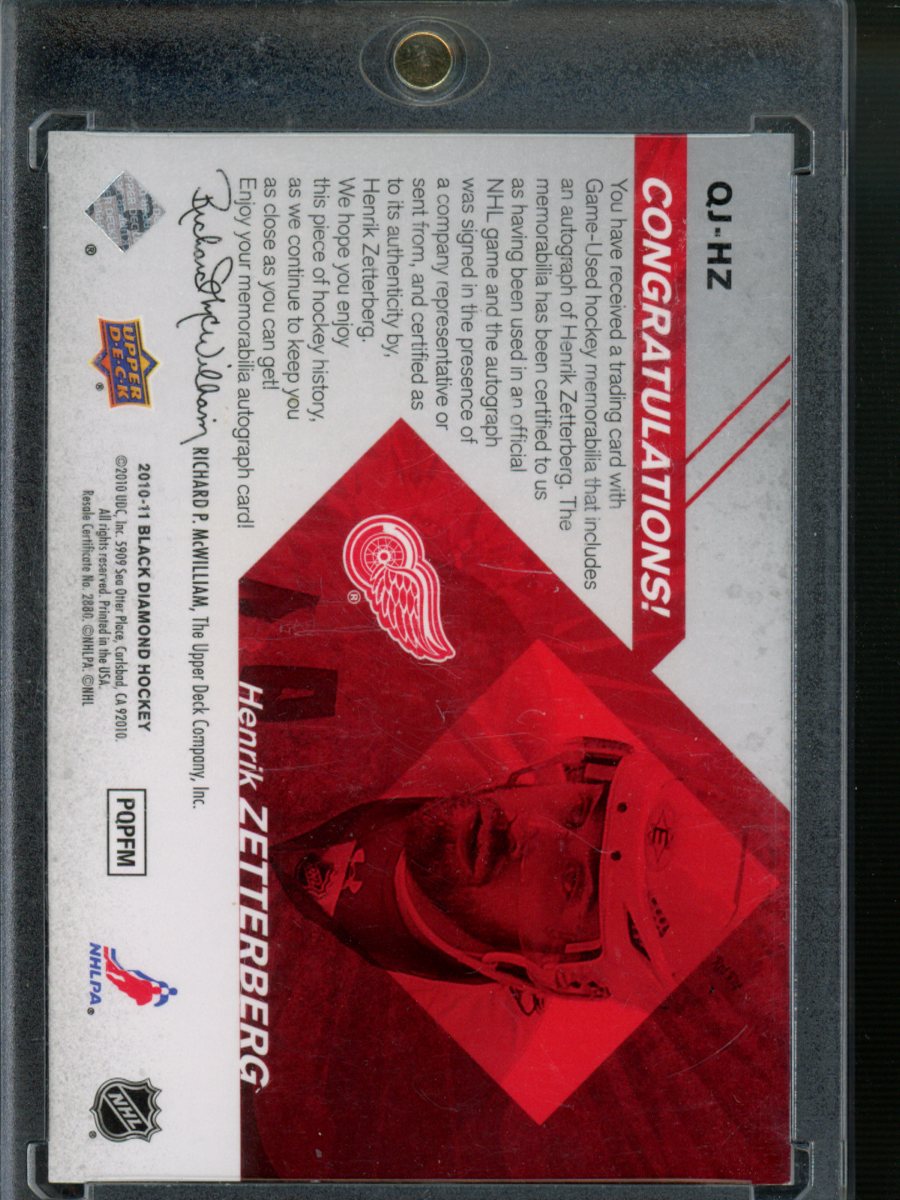 2010-11 Upper Deck Black Diamond #QJ-HZ Henrik Zetterberg Jerseys Quad