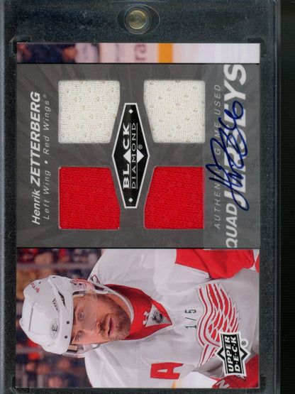 2010-11 Upper Deck Black Diamond #QJ-HZ Henrik Zetterberg Jerseys Quad