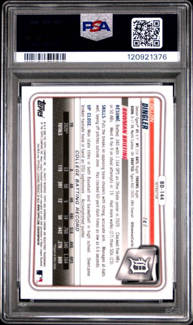 2020 BOWMAN DRAFT #BD144 DILLON DINGLER CHROME-REFRACTOR