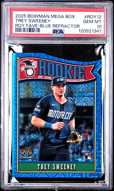 2025 BOWMAN MEGA BOX ROY FAVORITES #ROY12 TREY SWEENEY ROY FAVE-BLUE REFRACTOR