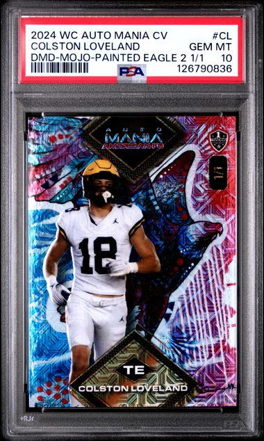 2024 WILD CARD AUTO MANIA AMERICAN FOOTBALL CLEARVIEW NATIONAL EXCLUSIVES #CL COLSTON LOVELAND DMD-MOJO-PAINTED EAGLE 2 1/1