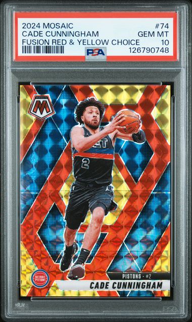 2024 PANINI MOSAIC #74 CADE CUNNINGHAM FUSION RED & YELLOW CHOICE