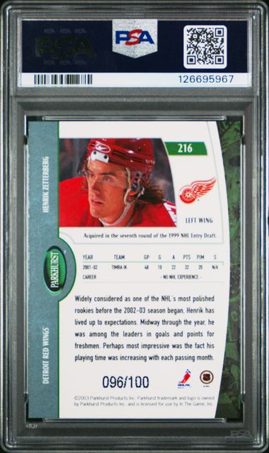 2002 PARKHURST #216 HENRIK ZETTERBERG BRONZE