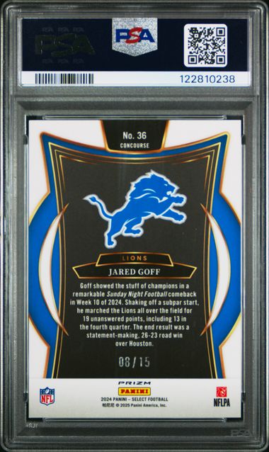 2024 PANINI SELECT #36 JARED GOFF PINK GLITTER