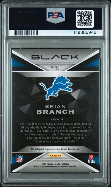 2023 PANINI BLACK #189 BRIAN BRANCH AUTOGRAPH-ROYAL