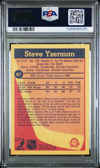 1984 O-PEE-CHEE #67 STEVE YZERMAN