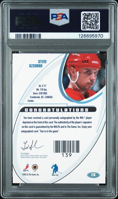 2002 BAP SIGNATURE SERIES AUTOGRAPH #112 STEVE YZERMAN