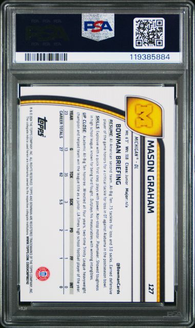 2024 BOWMAN UNIVERSITY CHROME SAPPHIRE #127 MASON GRAHAM ORANGE REFRACTOR