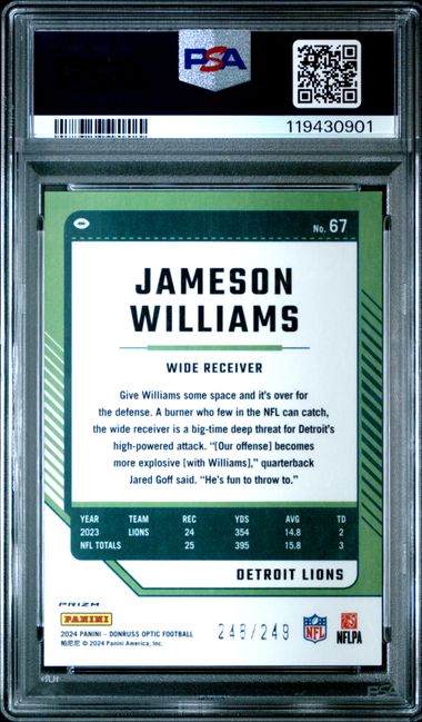 2024 PANINI DONRUSS OPTIC #67 JAMESON WILLIAMS ORANGE