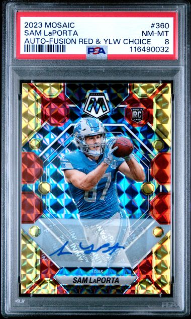 2023 PANINI MOSAIC #360 SAM LaPORTA AUTO-FUSION RED & YLW CHOICE