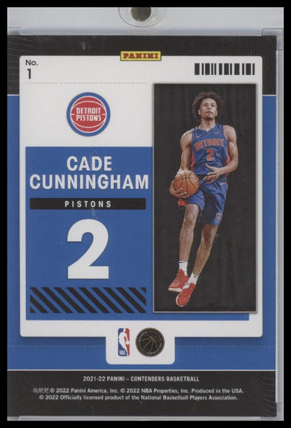 2021-22 Contenders Rookie of the Year Cade Cunningham Rookie Detroit Pistons #1