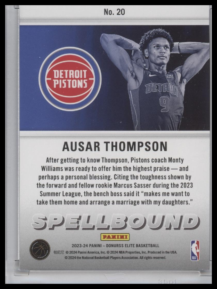 2023-24 Donruss Elite Spellbound Ausar Thompson #20 Rookie RC