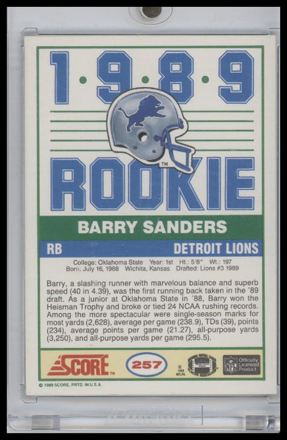 1989 Score - Barry Sanders #257 (RC)