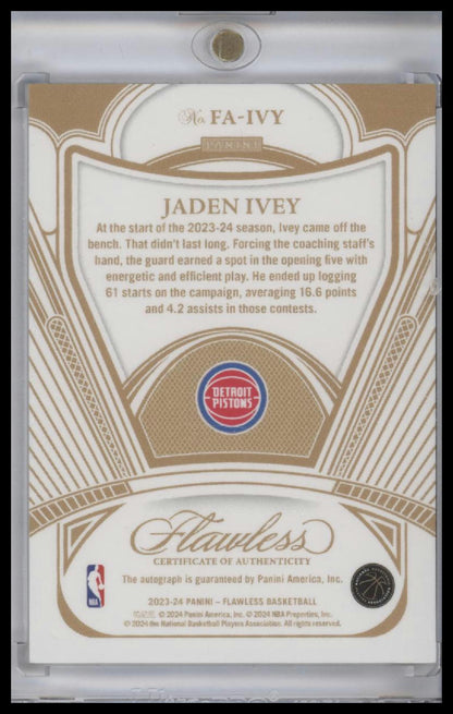 JADEN IVEY 2023-24 PANINI FLAWLESS #FA-IVY AUTOGRAPHS AUTO LIGHT BLUE 1/1