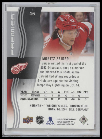 Moritz Seider 2023-24 UD Premier Silver #46 Detroit Red Wings /299