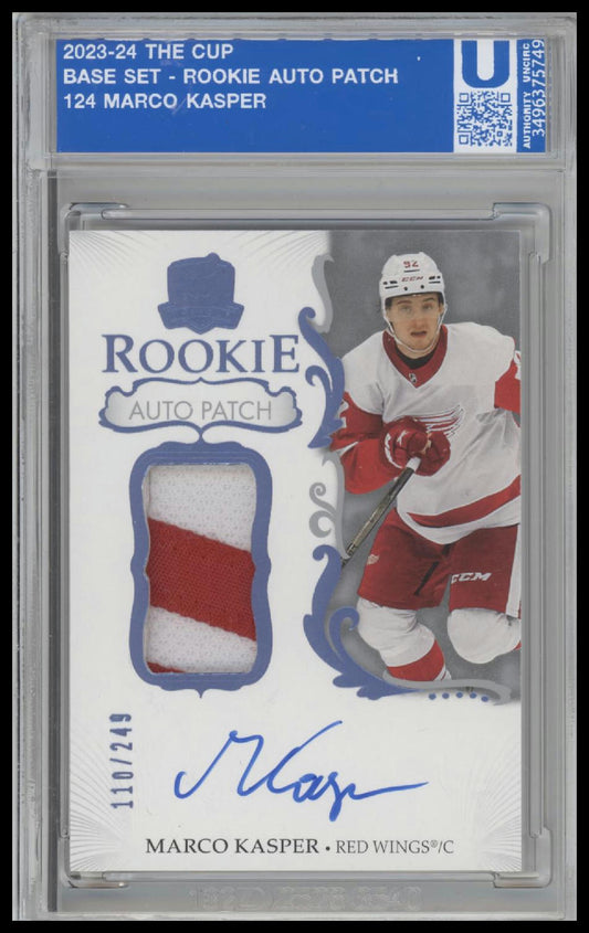 2023-24 UD The Cup Marco Kasper #124 Red Wings Rookie Patch Auto SN# /249