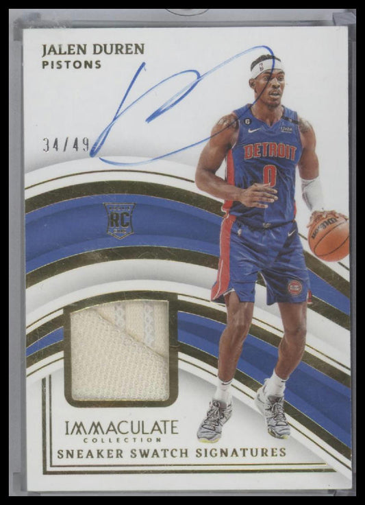 Jalen Duren 2022-23 Panini Immaculate RC Rookie Sneaker Swatch Patch Auto /49