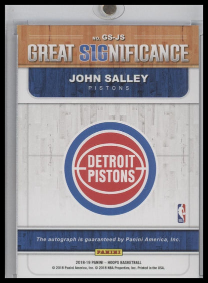 2018-19 NBA Hoops John Salley Great Significance Auto Autograph #GS-JS Pistons