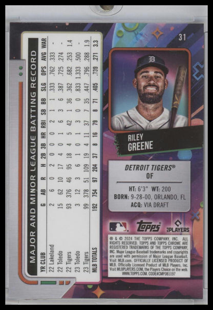 Riley Greene 2024 Topps Cosmic Chrome Nucleus Refractor #31 Detroit Tigers