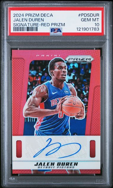 2024 PANINI PRIZM DECA SIGNATURES #PDSDUR JALEN DUREN SIGNATURE-RED PRIZM