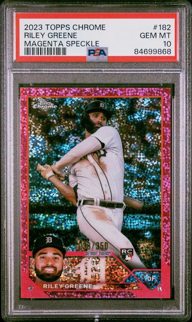2023 TOPPS CHROME #182 RILEY GREENE MAGENTA SPECKLE