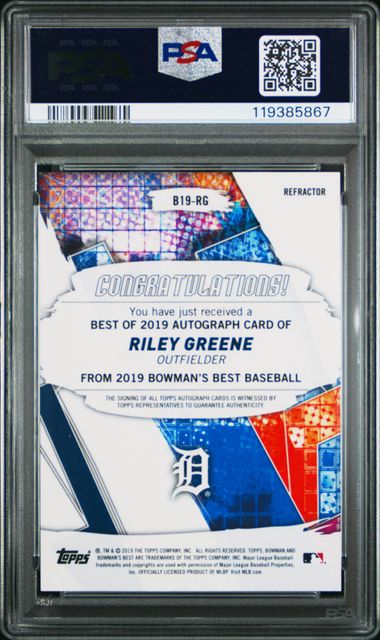2019 BOWMAN'S BEST BEST OF 2019 AUTOGRAPHS #B19RG RILEY GREENE BEST/2019 AUTO-REFRACTOR