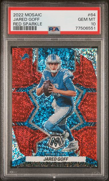 2022 PANINI MOSAIC #64 JARED GOFF RED SPARKLE