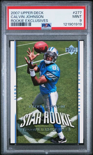 2007 UPPER DECK #277 CALVIN JOHNSON ROOKIE EXCLUSIVES psa 9