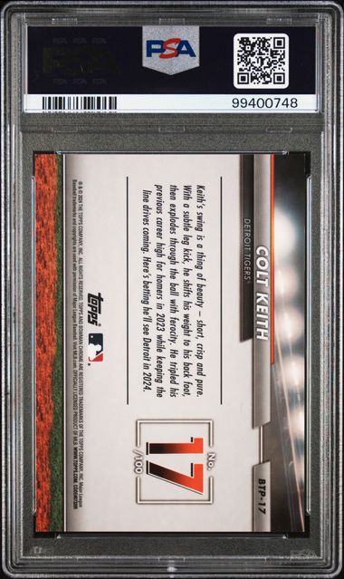 2024 BOWMAN BOWMAN SCOUTS' TOP 100 #BTP17 COLT KEITH SCOUTS' TOP 100-ORG REF