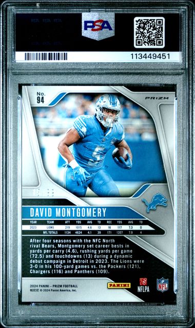 2024 PANINI PRIZM #94 DAVID MONTGOMERY NO HUDDLE BLUE