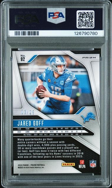 2024 PANINI PRIZM #92 JARED GOFF BLUE SHIMMER