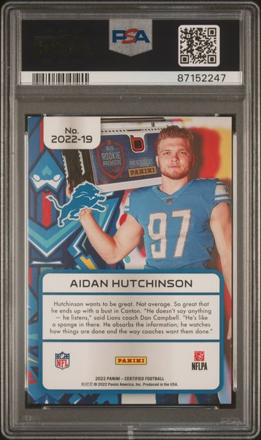 2022 PANINI CERTIFIED 2022 #2022-19 AIDAN HUTCHINSON 2022-MIRROR BLUE