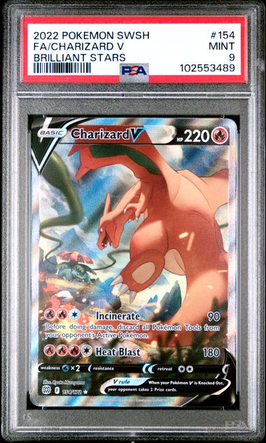 2022 POKEMON SWORD & SHIELD BRILLIANT STARS #154 FA/CHARIZARD V BRILLIANT STARS