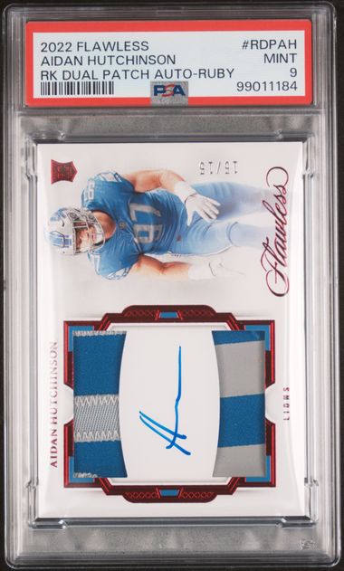 2022 PANINI FLAWLESS ROOKIE DUAL PATCH AUTOGRAPHS #RDPAH AIDAN HUTCHINSON RK DUAL PATCH AUTO-RUBY