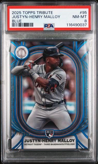 2025 TOPPS TRIBUTE #95 JUSTYN-HENRY MALLOY BLUE