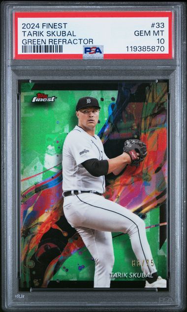 2024 TOPPS FINEST #33 TARIK SKUBAL GREEN REFRACTOR psa 10
