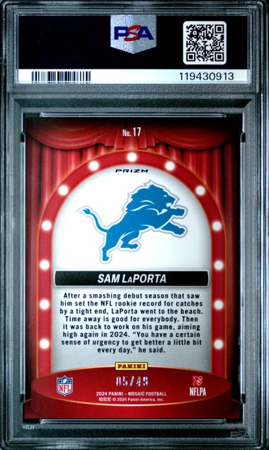2024 PANINI MOSAIC CENTER STAGE #17 SAM LaPORTA CENTER STAGE-PURPLE