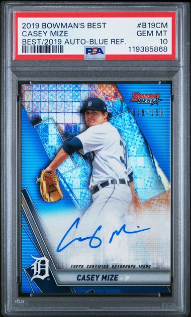 2019 BOWMAN'S BEST BEST OF 2019 AUTOGRAPHS #B19CM CASEY MIZE BEST/2019 AUTO-BLUE REF.