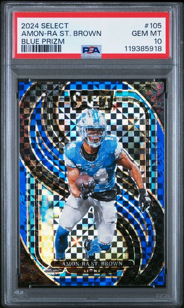 2024 PANINI SELECT #105 AMON-RA ST. BROWN BLUE PRIZM