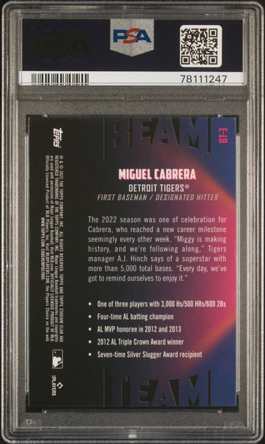 2022 TOPPS STADIUM CLUB CHROME BEAM TEAM #BT3 MIGUEL CABRERA BEAM TEAM-WAVE REF