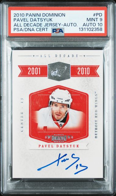 2010 PANINI DOMINION ALL DECADE JERSEY #PD PAVEL DATSYUK ALL DECADE JERSEY-AUTO.