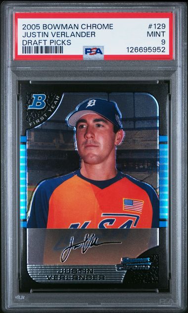 2005 BOWMAN CHROME DRAFT PICKS #129 JUSTIN VERLANDER DRAFT PICKS