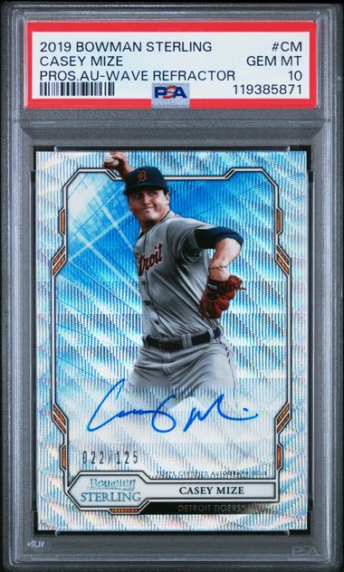 2019 BOWMAN STERLING PROSPECT AUTOGRAPHS #CM CASEY MIZE PROS.AU-WAVE REFRACTOR
