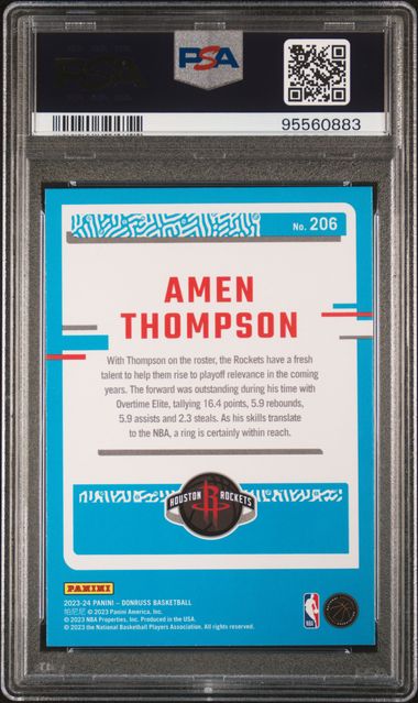 2023 PANINI DONRUSS #206 AMEN THOMPSON HOLO RED AND GOLD LASER
