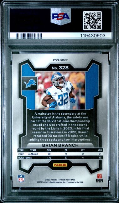 2023 PANINI PRIZM #328 BRIAN BRANCH NEON GREEN PULSAR