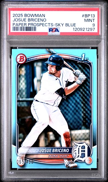 2025 BOWMAN PAPER PROSPECTS #BP13 JOSUE BRICENO PAPER PROSPECTS-SKY BLUE