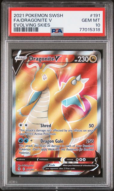 2021 POKEMON SWORD & SHIELD EVOLVING SKIES #191 FA/DRAGONITE V EVOLVING SKIES