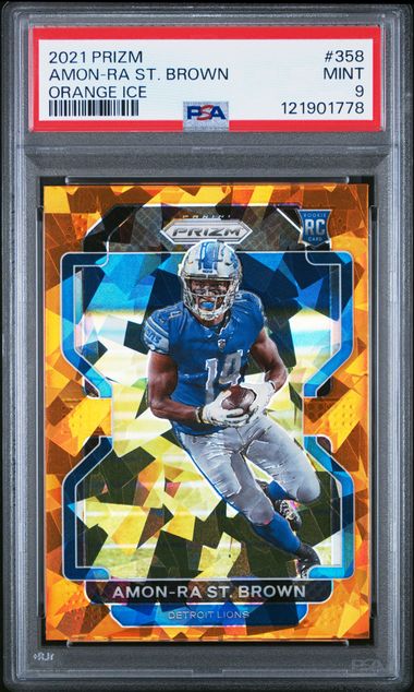 2021 PANINI PRIZM #358 AMON-RA ST. BROWN ORANGE ICE